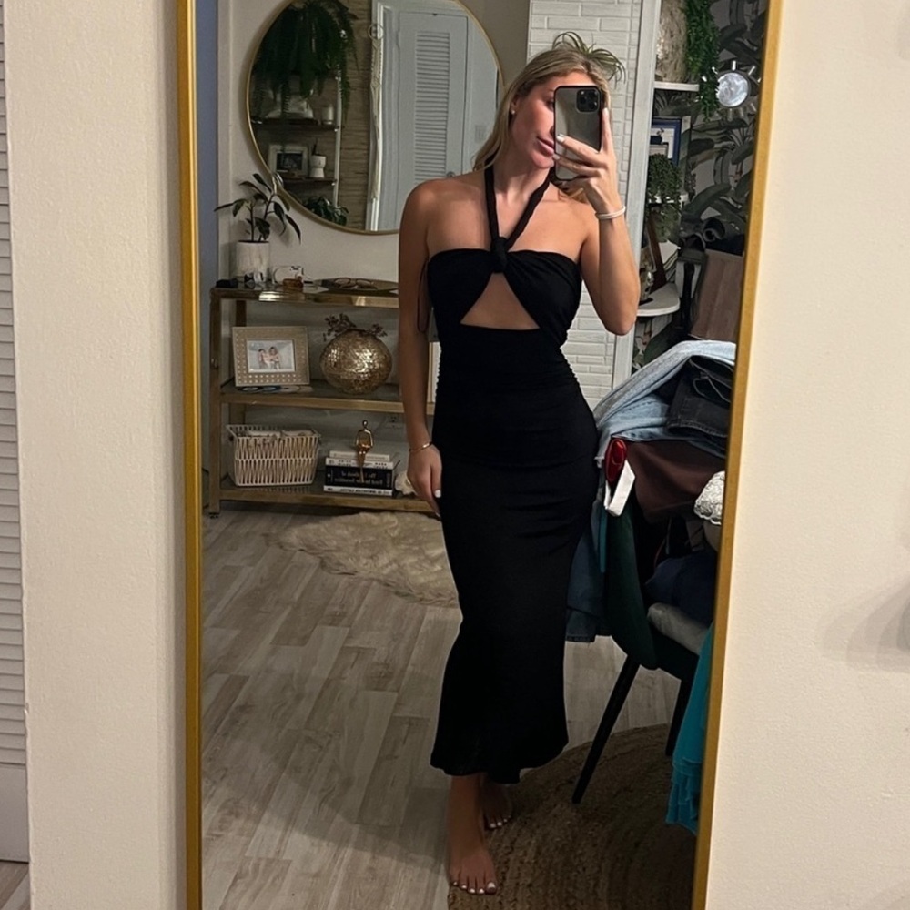 MISHA Lydia Midi Dress In Black